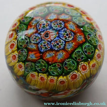 Load image into Gallery viewer, Vintage 1950s Murano AVeM Bizantino paperweight with vibrant tutti frutt canes
