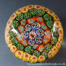 Load image into Gallery viewer, Vintage 1950s Murano AVeM Bizantino paperweight with vibrant tutti frutt canes
