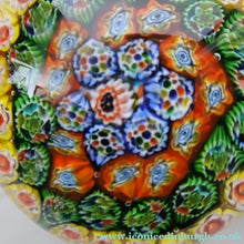 Load image into Gallery viewer, Vintage 1950s Murano AVeM Bizantino paperweight with vibrant tutti frutt canes
