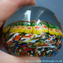 Load image into Gallery viewer, Vintage 1950s Murano AVeM Bizantino paperweight with vibrant tutti frutt canes
