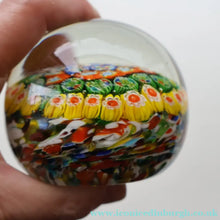 Load image into Gallery viewer, Vintage 1950s Murano AVeM Bizantino paperweight with vibrant tutti frutt canes
