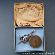 Load image into Gallery viewer, Vintage 1950s MUSICAL Chrome Drinks Pourer by DECANTATA. Winds Up and Plays Auld Lang Syne

