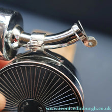 Load image into Gallery viewer, Vintage 1950s MUSICAL Chrome Drinks Pourer by DECANTATA. Winds Up and Plays Auld Lang Syne

