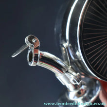 Load image into Gallery viewer, Vintage 1950s MUSICAL Chrome Drinks Pourer by DECANTATA. Winds Up and Plays Auld Lang Syne

