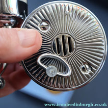 Load image into Gallery viewer, Vintage 1950s MUSICAL Chrome Drinks Pourer by DECANTATA. Winds Up and Plays Auld Lang Syne

