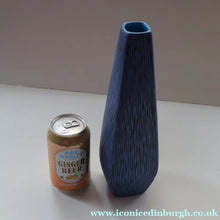 Load image into Gallery viewer, Vintage 1950s NORWEGIAN AWF (Arnold Wiigs Fabrikker) Angular Blue Pottery Vase with Abstract Decoration - European
