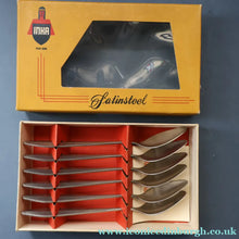 Load image into Gallery viewer, Vintage 1950s NORWEGIAN Norstaal INKA Brushed Stainless Steel Cutlery. 6 Grapefruit Spoons
