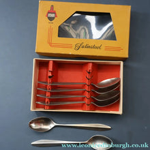 Load image into Gallery viewer, Vintage 1950s NORWEGIAN Norstaal INKA Brushed Stainless Steel Cutlery. 6 Teaspoons
