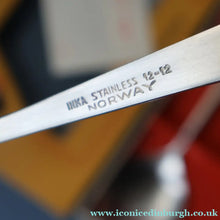 Load image into Gallery viewer, Vintage 1950s NORWEGIAN Norstaal INKA Brushed Stainless Steel Cutlery. Pair of Salad Servers
