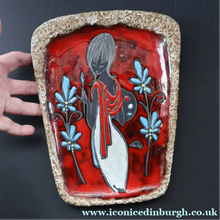 Load image into Gallery viewer, Vintage 1950s Italian Wall Plaque with Sgraffito Design of a Lady Artist. San Marino - European Ceramics
