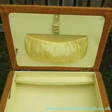 Load image into Gallery viewer, 1950s SHERBOURNE Lidded Sewing Box taking the form of a Stool. With Dansette Style Legs
