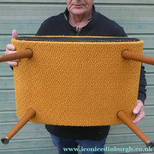 Load image into Gallery viewer, 1950s SHERBOURNE Lidded Sewing Box taking the form of a Stool. With Dansette Style Legs
