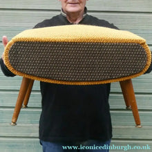 Load image into Gallery viewer, 1950s SHERBOURNE Lidded Sewing Box taking the form of a Stool. With Dansette Style Legs
