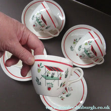 Load image into Gallery viewer, Vintage 1950s Tableware: Rare Crown Ducal Arizona Pattern. FOUR TEA CUPS AND SAUCERS
