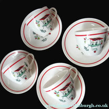 Load image into Gallery viewer, Vintage 1950s Tableware: Rare Crown Ducal Arizona Pattern. FOUR TEA CUPS AND SAUCERS
