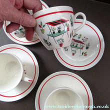 Load image into Gallery viewer, Vintage 1950s Tableware: Rare Crown Ducal Arizona Pattern. FOUR TEA CUPS AND SAUCERS
