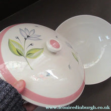 Load image into Gallery viewer, Crown Ducal Lidded Serving Dish Pink Water Lily Pattern
