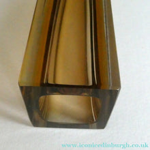 Load image into Gallery viewer, Vintage 1950s Tall Italian SOMMERSO Block Vase. Tall Square Shape with Yellow, Brown &amp; Clear Glass. 7 inches
