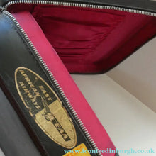 Load image into Gallery viewer, Vintage 1950s Thick Black Leather NORRIS LUGGAGE Small Travelling Case. With Original Old Cruise Labels
