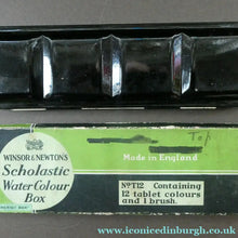 Load image into Gallery viewer, Vintage 1950s WINDSOR &amp; NEWTON Metal Watercolour Box with 12 Full Paint Pans. Original Retail Box
