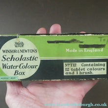 Load image into Gallery viewer, Vintage 1950s WINDSOR &amp; NEWTON Metal Watercolour Box with 12 Full Paint Pans. Original Retail Box
