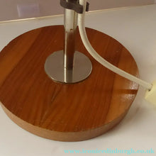 Load image into Gallery viewer, 1960s Belgian Desk Lamp. Copper Enamel Eye Ball / Globe Metal Shade. Teak Base &amp; Fully Adjustable with Finger Switch

