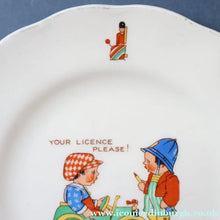 Load image into Gallery viewer, Vintage 1960s Child's Nursery Side Plate. Child Pretending to be a Policeman. 6 3/4 inches

