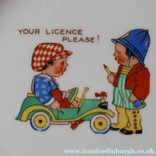 Load image into Gallery viewer, Vintage 1960s Child's Nursery Side Plate. Child Pretending to be a Policeman. 6 3/4 inches
