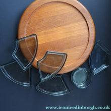 Load image into Gallery viewer, Vintage 1960s Danish DIGSMED Rotating Lazy Susan with Original Glass Dished.
