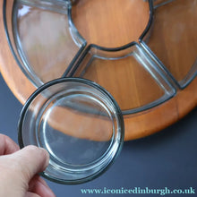 Load image into Gallery viewer, Vintage 1960s Danish DIGSMED Rotating Lazy Susan with Original Glass Dished.
