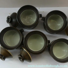 Load image into Gallery viewer, Vintage 1960s DENBY Arabesque FIVE Lidded Soup Bowls by Gill Pemberton
