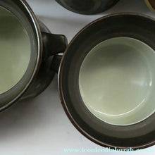 Load image into Gallery viewer, Vintage 1960s DENBY Arabesque FIVE Lidded Soup Bowls by Gill Pemberton
