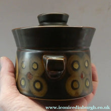 Load image into Gallery viewer, Vintage 1960s DENBY Arabesque FIVE Lidded Soup Bowls by Gill Pemberton

