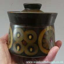 Load image into Gallery viewer, 1960s DENBY Arabesque LARGE Jam Pot or Lidded Sugar Bowl by Gill Pemberton
