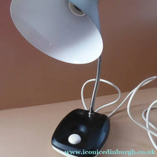 Load image into Gallery viewer, VINTAGE 1960s ENDON Black Enamel Metal Desk Lamp with Finger Button on the Base. Good Condition

