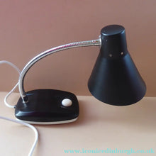 Load image into Gallery viewer, VINTAGE 1960s ENDON Black Enamel Metal Desk Lamp with Finger Button on the Base. Good Condition
