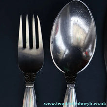 Load image into Gallery viewer, Vintage 1960s GEORG JENSEN Solid Silver Child's Cutlery Set (Small Spoon, Knife and Fork). ACORN PATTERN
