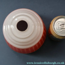 Load image into Gallery viewer, Vintage 1960s Glass Lamp Shade. White Glass with Printed Red Polka Dot Pattern
