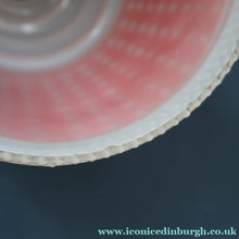 Load image into Gallery viewer, Vintage 1960s Glass Lamp Shade. White Glass with Printed Red Polka Dot Pattern
