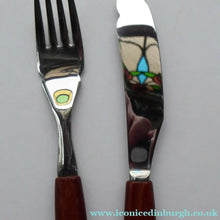 Load image into Gallery viewer, Vintage 1960s GLOSSWOOD Cutlery. Stainless Steel Fish Knives and Forks with Teak Effect Handles. Original Retail Box
