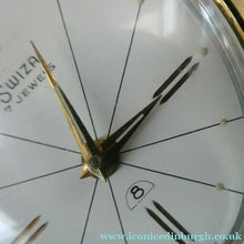 Load image into Gallery viewer, Vintage 1960s Gold Tone NOVELTY GUITAR Desk Clock with Alarm. SWISS MADE by Swiza. BOXED
