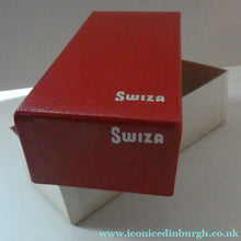 Load image into Gallery viewer, Vintage 1960s Gold Tone NOVELTY GUITAR Desk Clock with Alarm. SWISS MADE by Swiza. BOXED
