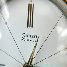 Load image into Gallery viewer, Vintage 1960s Gold Tone NOVELTY GUITAR Desk Clock with Alarm. SWISS MADE by Swiza. BOXED
