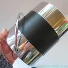 Load image into Gallery viewer, Vintage 1960s JAPANESE Silvered Metal and Black Plastic Ice Bucket with Futuristic Design 
