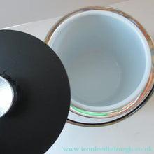 Load image into Gallery viewer, Vintage 1960s JAPANESE Silvered Metal and Black Plastic Ice Bucket with Futuristic Design 
