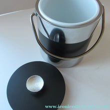 Load image into Gallery viewer, Vintage 1960s JAPANESE Silvered Metal and Black Plastic Ice Bucket with Futuristic Design 
