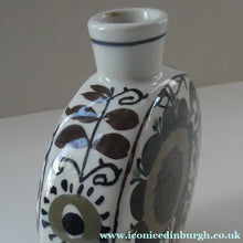 Load image into Gallery viewer, 1960s ROYAL COPENHAGEN Aluminia Faience Moon Flask / Vase. Floral Design by Kari Christensen
