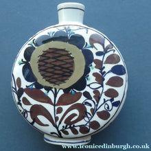 Load image into Gallery viewer, 1960s ROYAL COPENHAGEN Aluminia Faience Moon Flask / Vase. Floral Design by Kari Christensen

