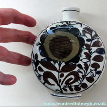 Load image into Gallery viewer, 1960s ROYAL COPENHAGEN Aluminia Faience Moon Flask / Vase. Floral Design by Kari Christensen
