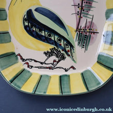 Load image into Gallery viewer, Vintage 1960s ROYAL COPENHAGEN Faience Peacock Platter by Inge-Lise Koefoed. Height 13 inches
